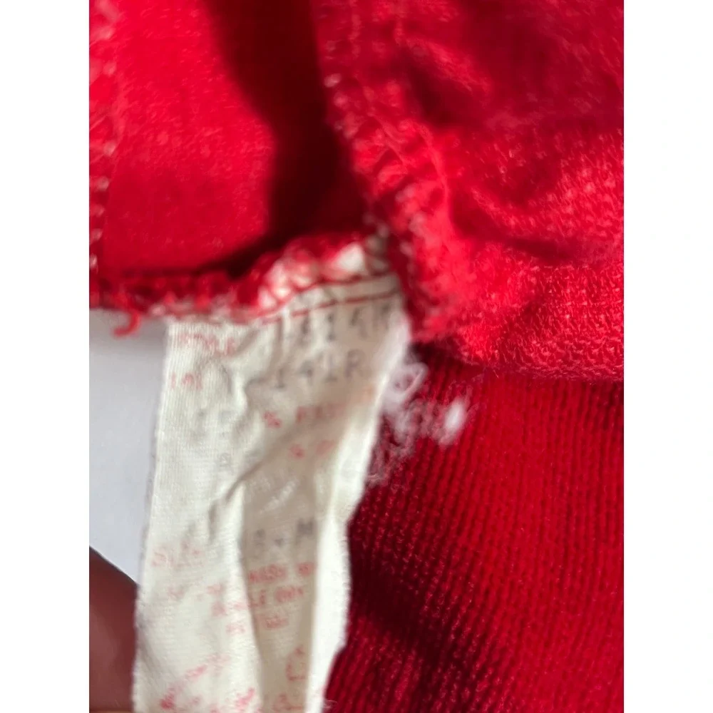 Vintage Red Corduroy Pinafore and Pants Set Lace Trim‎ Rose Detail Infant 18M